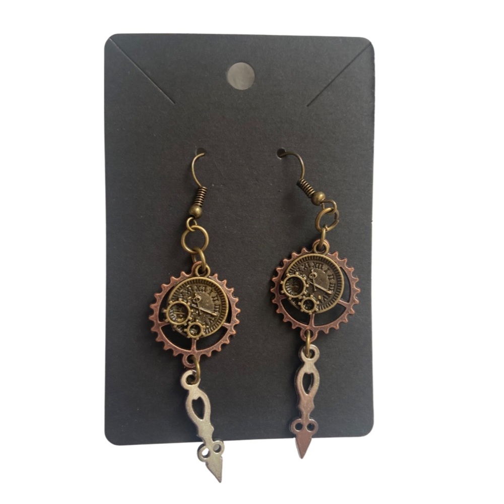 Steampunk clock gear earrings